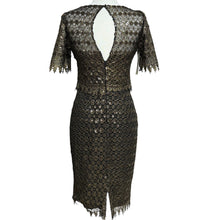 Load image into Gallery viewer, Badgley Mischka Bronze Lace Sequin Sheath Dress NWT Size 6 SC1542 Cocktail Party
