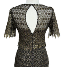 Load image into Gallery viewer, Badgley Mischka Bronze Lace Sequin Sheath Dress NWT Size 6 SC1542 Cocktail Party
