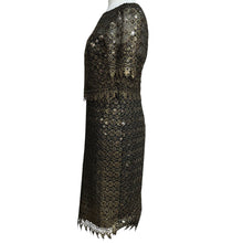 Load image into Gallery viewer, Badgley Mischka Bronze Lace Sequin Sheath Dress NWT Size 6 SC1542 Cocktail Party

