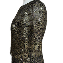 Load image into Gallery viewer, Badgley Mischka Bronze Lace Sequin Sheath Dress NWT Size 6 SC1542 Cocktail Party
