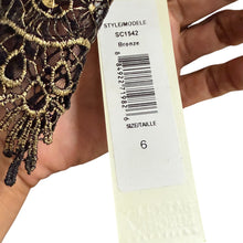 Load image into Gallery viewer, Badgley Mischka Bronze Lace Sequin Sheath Dress NWT Size 6 SC1542 Cocktail Party
