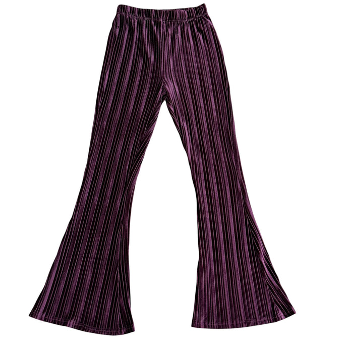 Purple Velvet Bell Bottom Pull on Pants Size Small