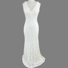 Load image into Gallery viewer, Lace V-Neck Sheath Wedding Dress Size 8
