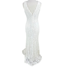 Load image into Gallery viewer, Lace V-Neck Sheath Wedding Dress Size 8
