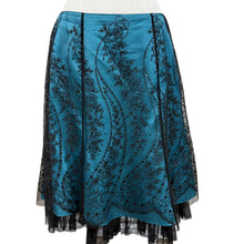 Load image into Gallery viewer, Adriana Papell Turquoise Black Tulle Lace Skirt Size 10
