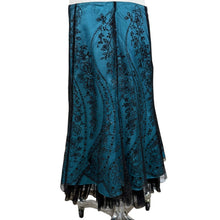 Load image into Gallery viewer, Adriana Papell Turquoise Black Tulle Lace Skirt Size 10

