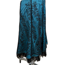 Load image into Gallery viewer, Adriana Papell Turquoise Black Tulle Lace Skirt Size 10
