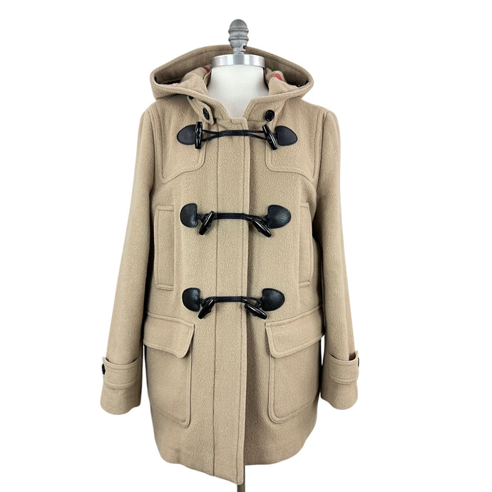 Burberry Hooded Wool Toggle Coat Size 14