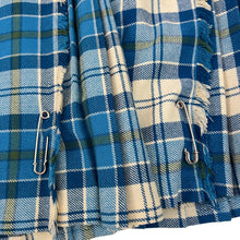 Load image into Gallery viewer, Vintage Scottish Pure Wool Kilt Set with Turquoise Blue Plaid Size S/M
