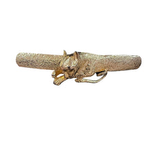 Load image into Gallery viewer, Vintage St. John Gold Panther Buckle on Thin Black Leather Cinch Belt Size Small

