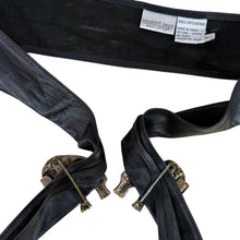 Load image into Gallery viewer, Vintage Black Leather Cinch Belt with Elephants Clasp Buckle M/L
