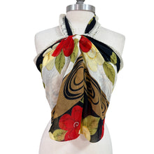 Load image into Gallery viewer, VTG Fantazi Black Floral Scarf Needle Lace Trim
