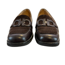 Load image into Gallery viewer, Salvatore Ferragamo Logo Signature Womens Brown Leather Suede Loafers Size 6 1/2 2A
