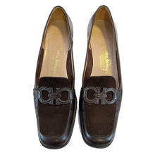 Load image into Gallery viewer, Salvatore Ferragamo Logo Signature Womens Brown Leather Suede Loafers Size 6 1/2 2A
