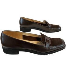 Load image into Gallery viewer, Salvatore Ferragamo Logo Signature Womens Brown Leather Suede Loafers Size 6 1/2 2A
