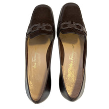 Load image into Gallery viewer, Salvatore Ferragamo Logo Signature Womens Brown Leather Suede Loafers Size 6 1/2 2A
