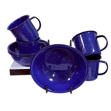 Load image into Gallery viewer, True Vintage Blue Speckled Camp Mug &amp; Bowl Set of 4
