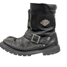 Load image into Gallery viewer, Harley-Davidson Black Leather Side-Zip Motorcycle Boots Buckle Lug Sole Size 10
