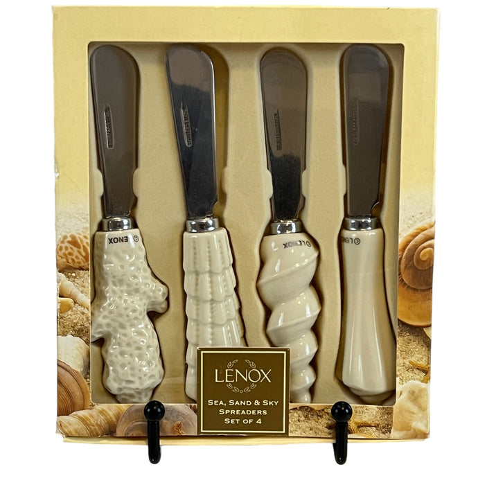 Vintage Set of 4 Lenox Sea Sand & Sky Spreaders in Box Charcuterie