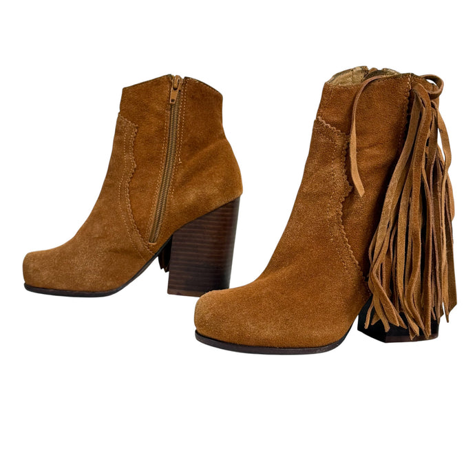 Jeffrey Campbell Fringe Suede Block Heel Ankle Boots