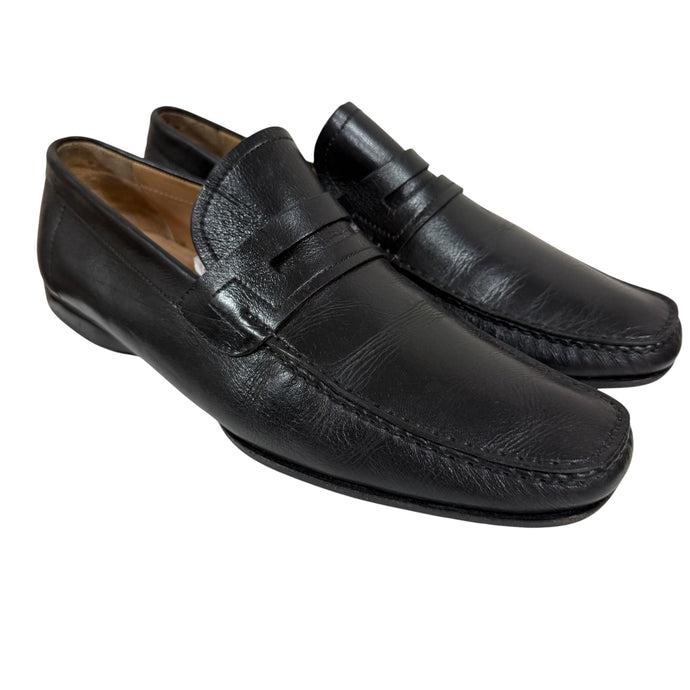Magnanni Black Leather Loafers Size 9