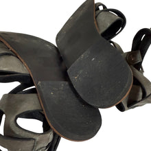 Load image into Gallery viewer, Free People Grey Leather Gladiator Sandals Strappy Ankle Wrap Size 6

