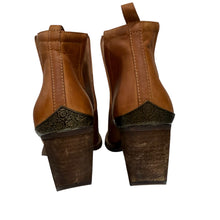 Load image into Gallery viewer, Jeffrey Campbell Tan Brown Leather Western Block Heel Ankle Boots 6.5
