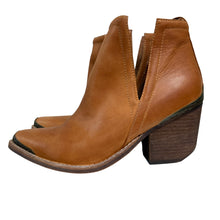 Load image into Gallery viewer, Jeffrey Campbell Tan Brown Leather Western Block Heel Ankle Boots 6.5
