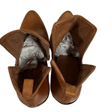 Load image into Gallery viewer, Jeffrey Campbell Tan Brown Leather Western Block Heel Ankle Boots 6.5
