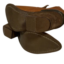 Load image into Gallery viewer, Jeffrey Campbell Tan Brown Leather Western Block Heel Ankle Boots 6.5

