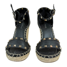 Load image into Gallery viewer, Marc Fisher Black Studded Espadrille Wedge Size 7.5
