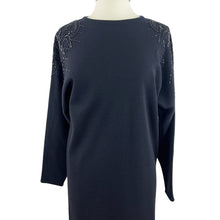 Load image into Gallery viewer, Vintage Black Wool Blend Sequin Sweater Dress Size Medium
