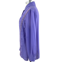Load image into Gallery viewer, Vintage Lavender Embroidered Button Up Shirt Size M 
