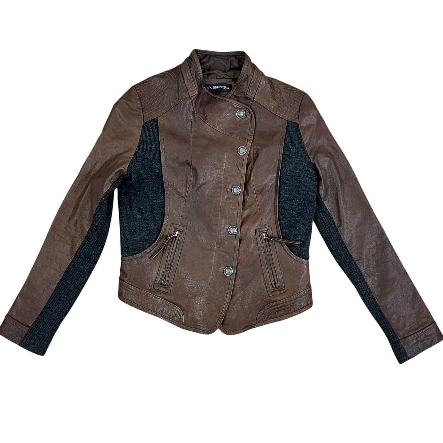 Via Spiga Brown Moto Jacket Size Medium
