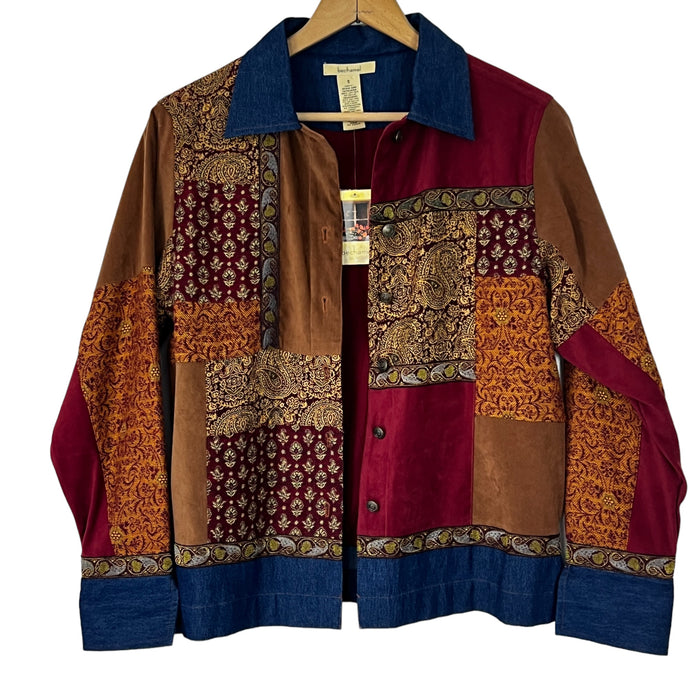 Boxy Patchwork Denim Women Jacket Size Small 