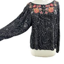 Load image into Gallery viewer, Savanna Jane Embroidered Floral Boho Peasant Top Size S
