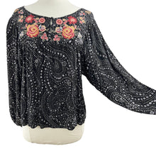 Load image into Gallery viewer, Savanna Jane Embroidered Floral Boho Peasant Top Size S
