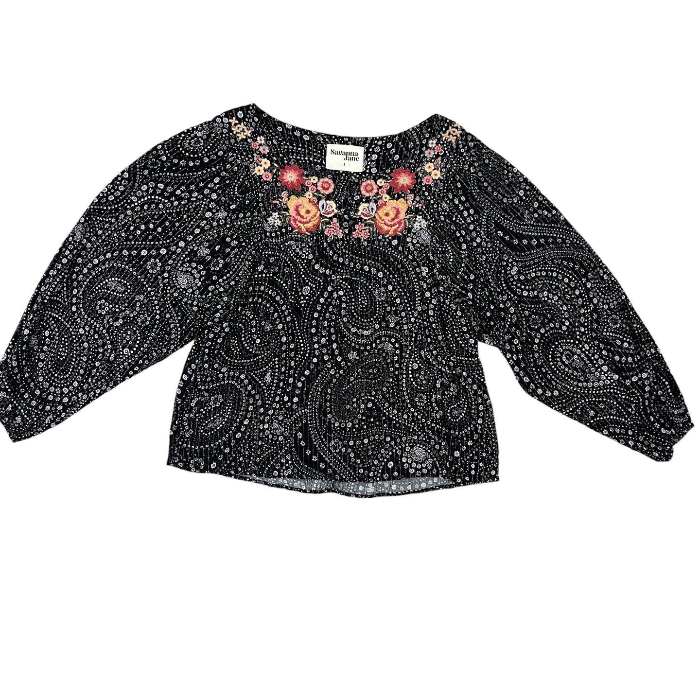 Savanna Jane Embroidered Boho Peasant Top Size Small