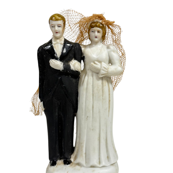 Vintage 40s 50s Bride & Groom Wedding Cake Topper