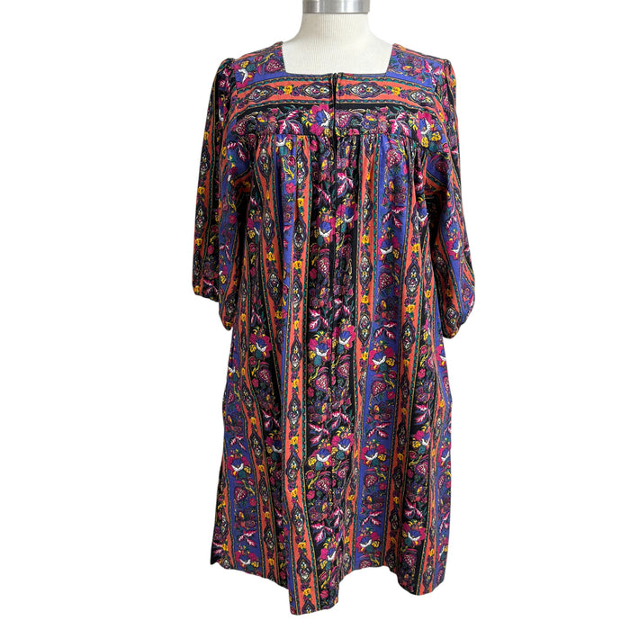 1980s Purple Paisley Caftan Size Medium