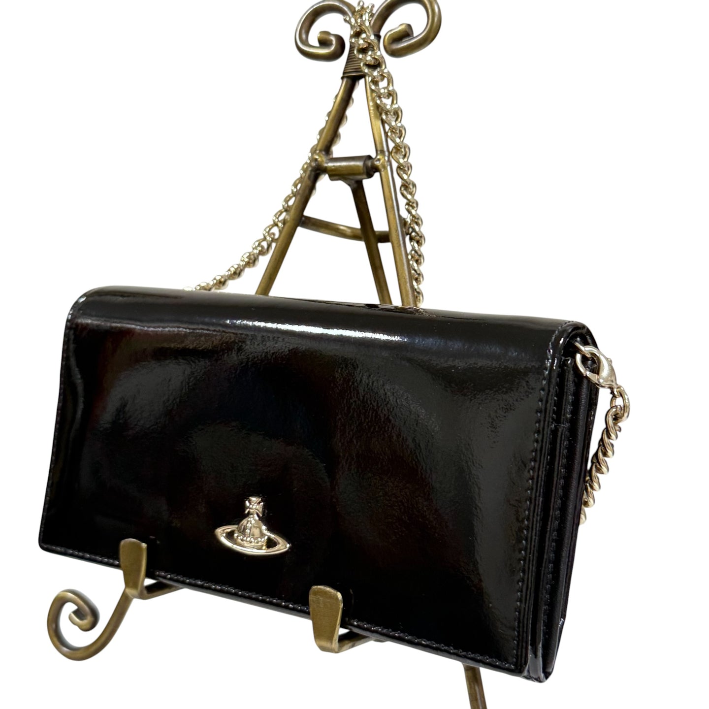 Vivienne Westwood Black Patent Leather Chain Wallet