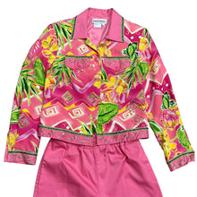 Load image into Gallery viewer, Nancy Bolen City Girl Pink Tropical 90s Pant Suit Set Size Small
