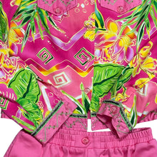 Load image into Gallery viewer, Nancy Bolen City Girl Pink Tropical 90s Pant Suit Set Size Small

