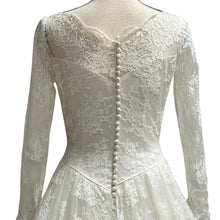 Load image into Gallery viewer, Vintage 50s Ivory Lace Wedding Gown Illusion Neckline
