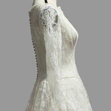 Load image into Gallery viewer, Vintage 50s Ivory Lace Wedding Gown Illusion Neckline

