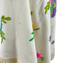 Load image into Gallery viewer, Vintage Canary Island Embroidered Wool Floral Blanket 51x55&quot;
