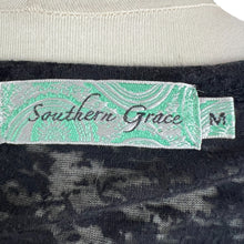 Load image into Gallery viewer, Southern Grace Black 3/4 Sleeve Tee With Cross Size Medium
