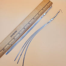Load image into Gallery viewer, Vintage Silver Tone Rhinestone Shoulder Duster Earrings Snake Chain Tassel
