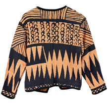 Load image into Gallery viewer, Vintage 90s Oversized Geometric Tapestry Cardigan Sweater Size S/M
