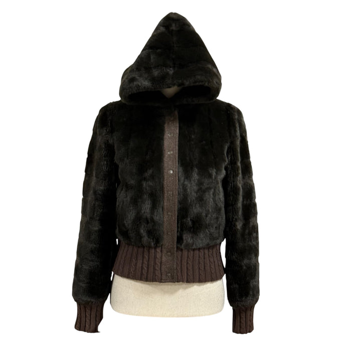2000s Y2K Juicy Couture Faux Fur Cropped Jacket Size Small